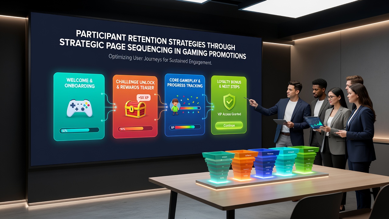 Diagram over deltagerretention gennem sekventielle sider i nordiske gaming-kampagner